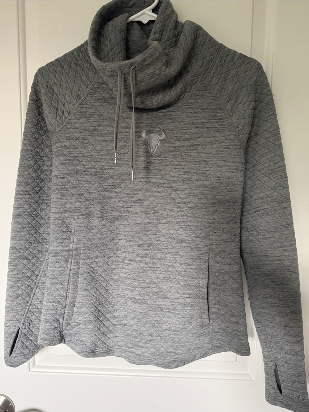 Marmot Quilted Gray Cowl-Neck Pullover